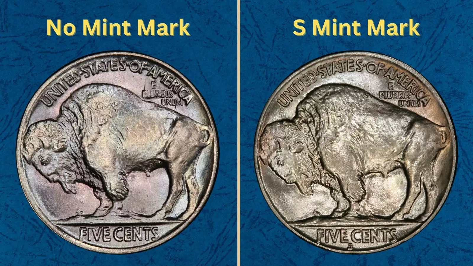 Historical view of the Philadelphia Mint or group of 1921 Buffalo Nickels in various conditions showing range of grades